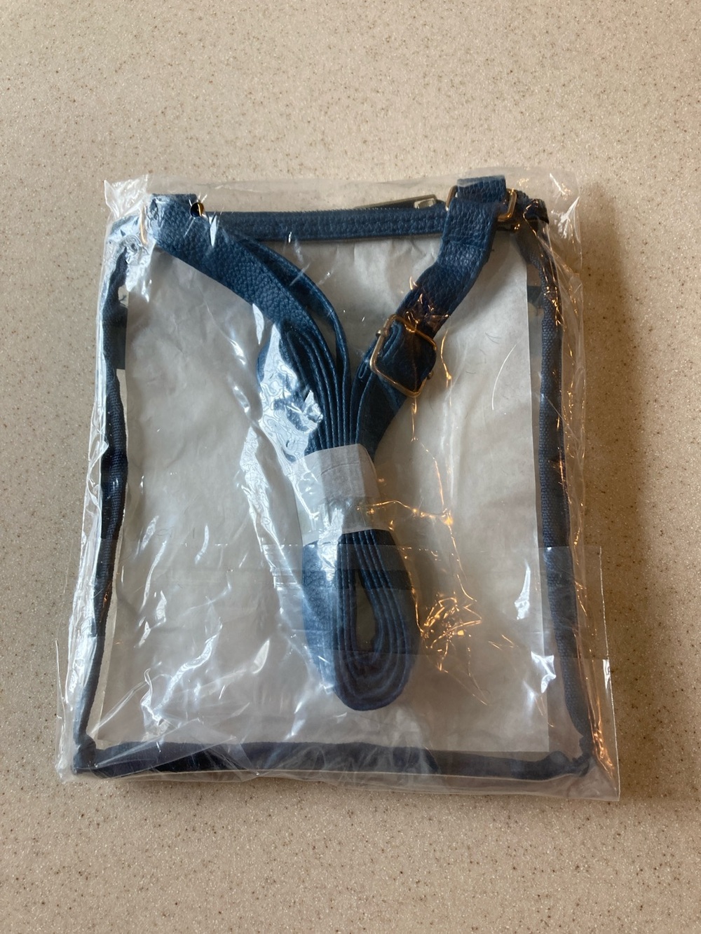 NWT Clear Crossbody Bag with Navy Trim for Concerts, Events, Sports Stadiums - Picture 2 of 5